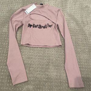 high neck long sleeve crop top!!